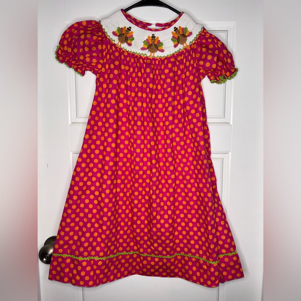 Girls Sz 5 Claire & Charlie‎ Thanksgiving Pink Polka Dot Dress